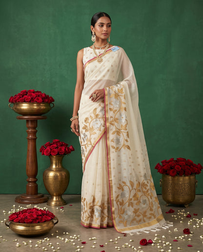 Aarohi Semi Munga Silk Saree