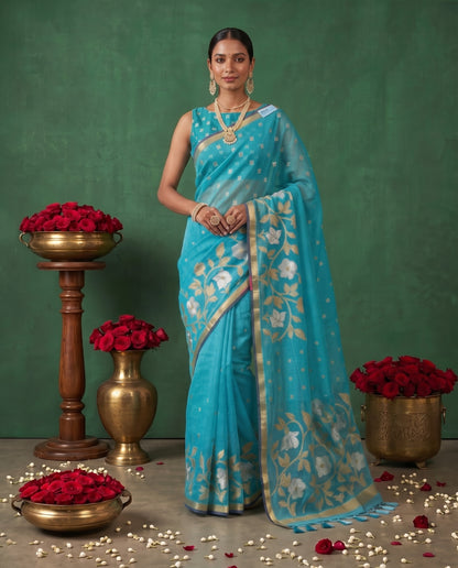 Aarohi Semi Munga Silk Saree