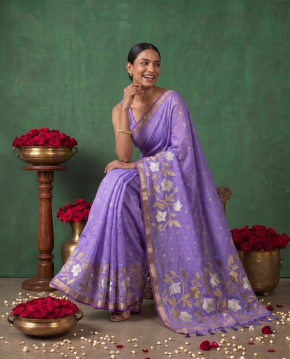 Aarohi Semi Munga Silk Saree