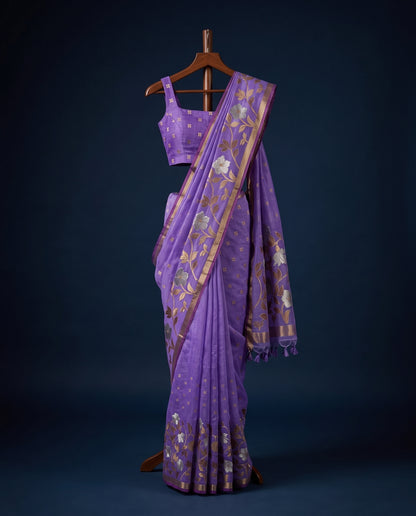 Aarohi Semi Munga Silk Saree