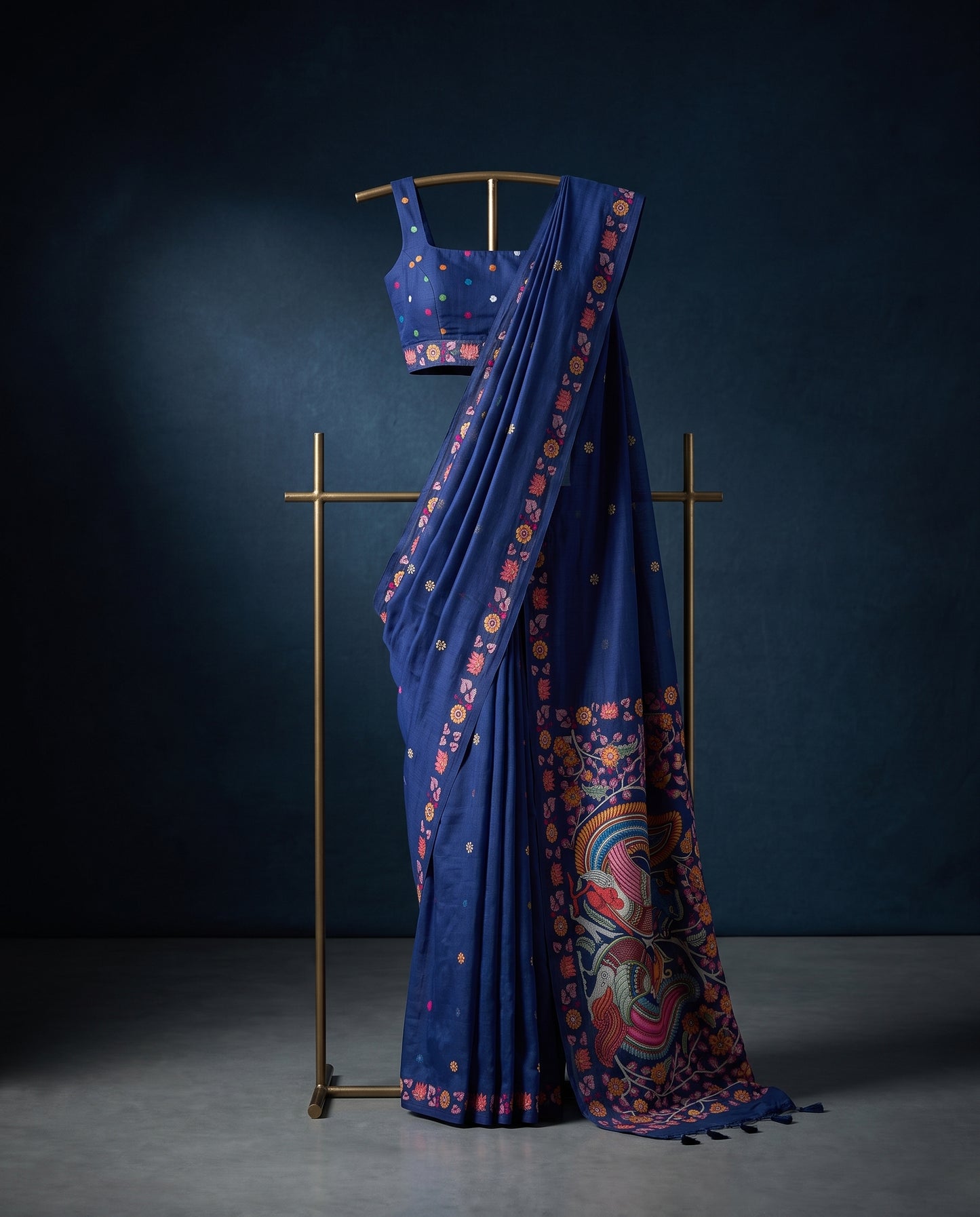 Sanskriti Jamdani Kalamkari Fusion Saree