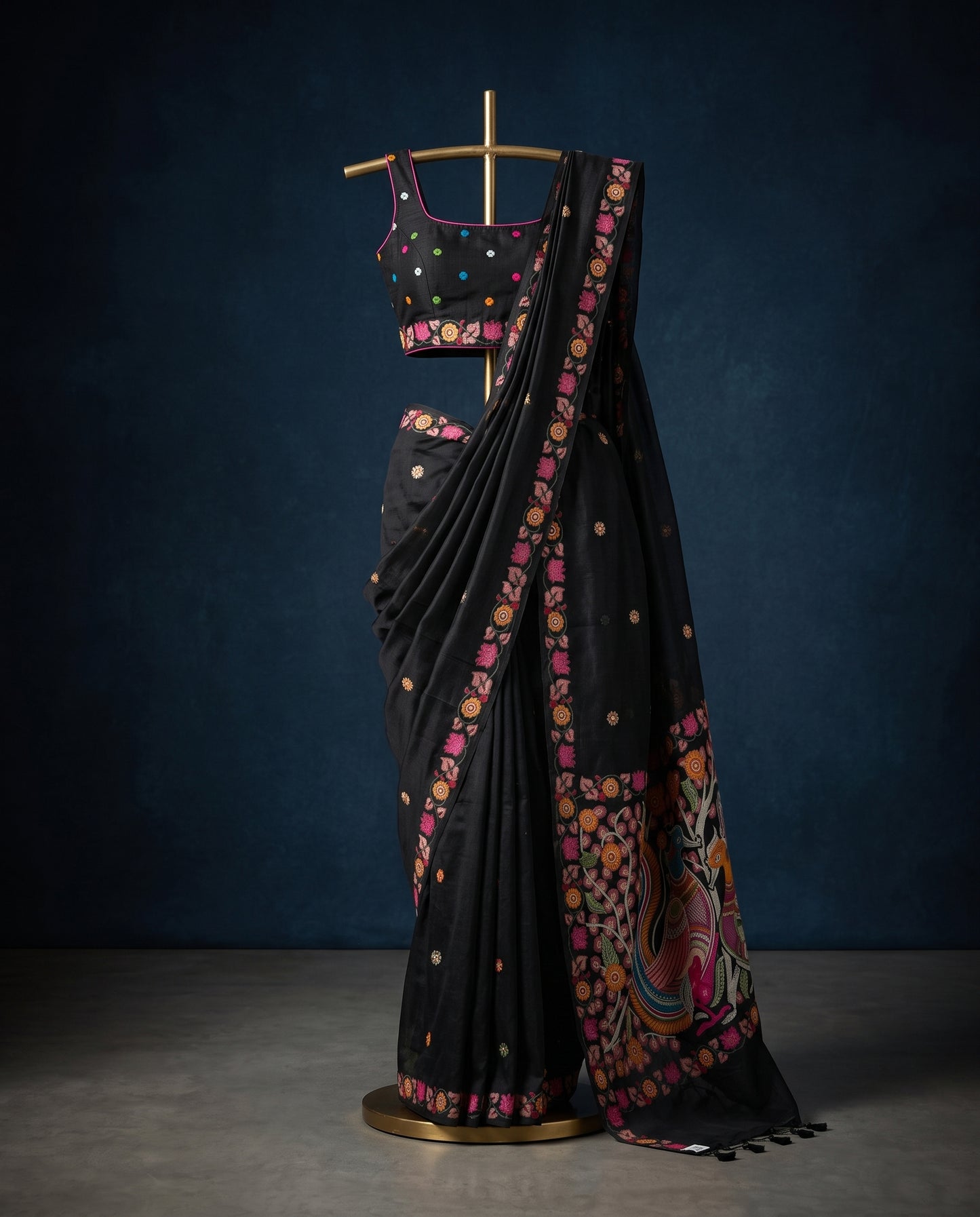 Sanskriti Jamdani Kalamkari Fusion Saree