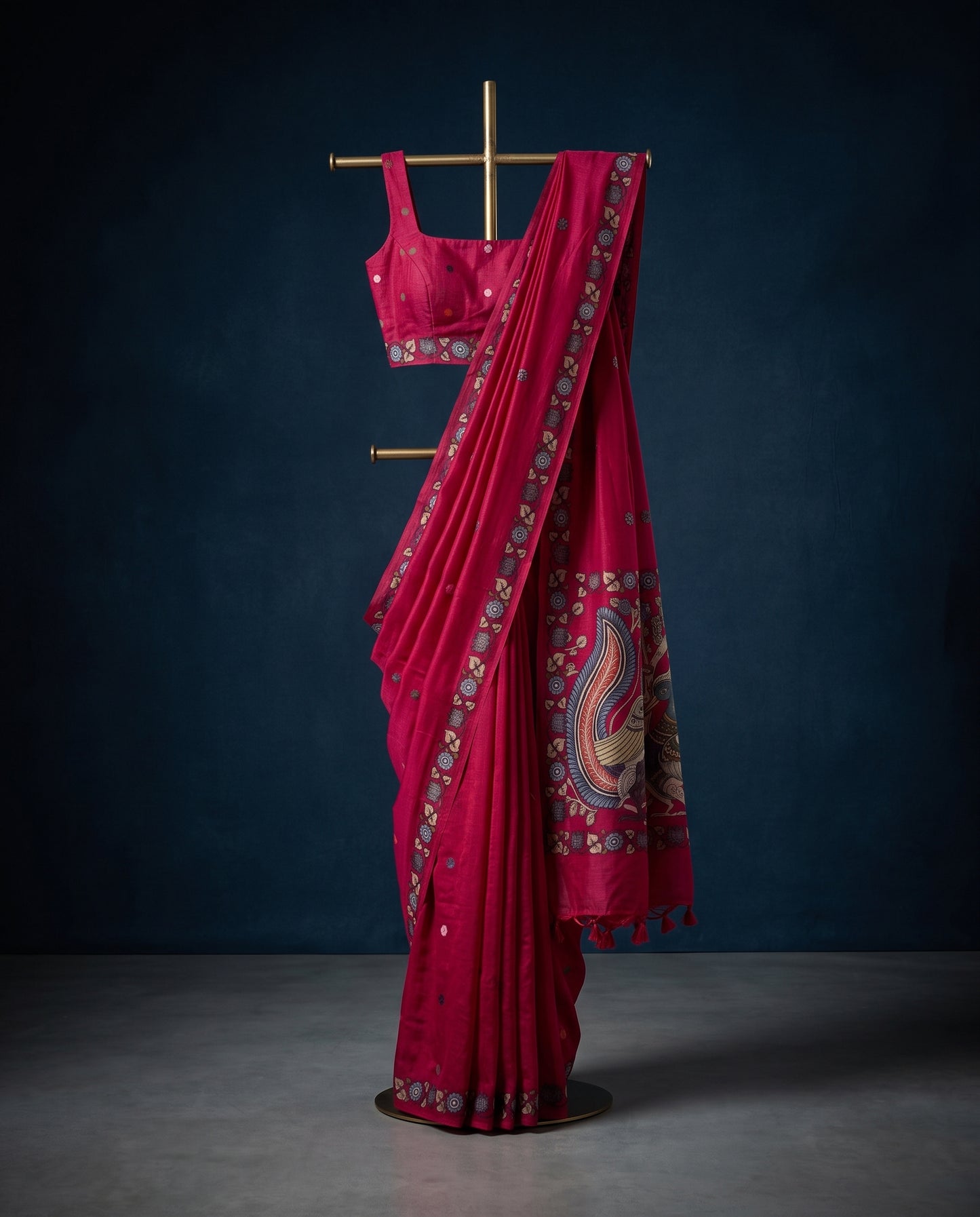 Sanskriti Jamdani Kalamkari Fusion Saree