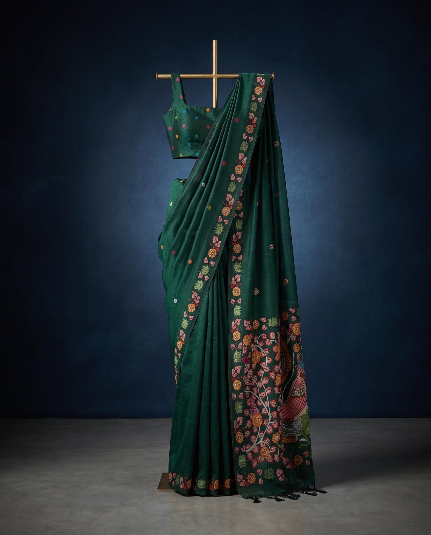 Sanskriti Jamdani Kalamkari Fusion Saree