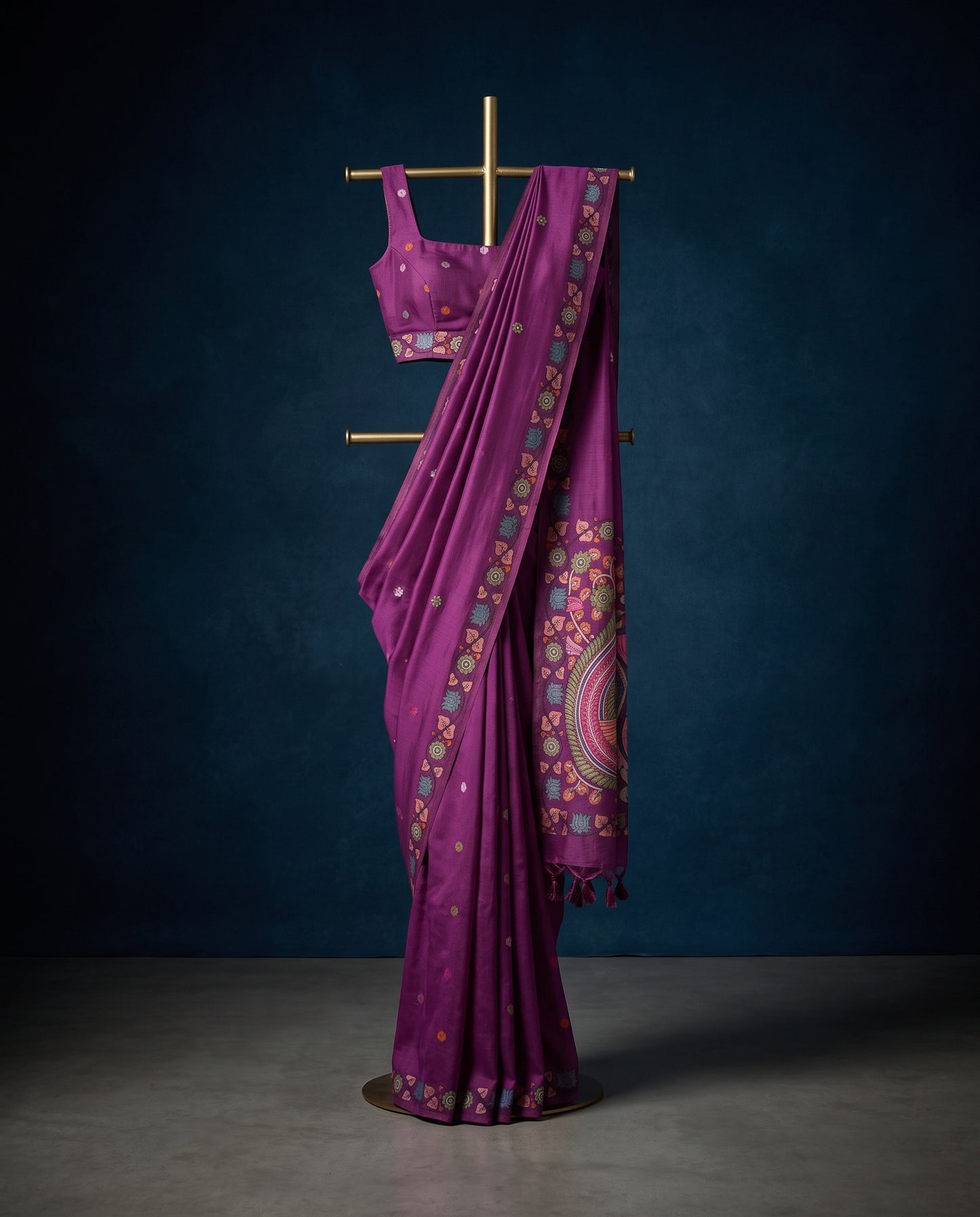 Sanskriti Jamdani Kalamkari Fusion Saree