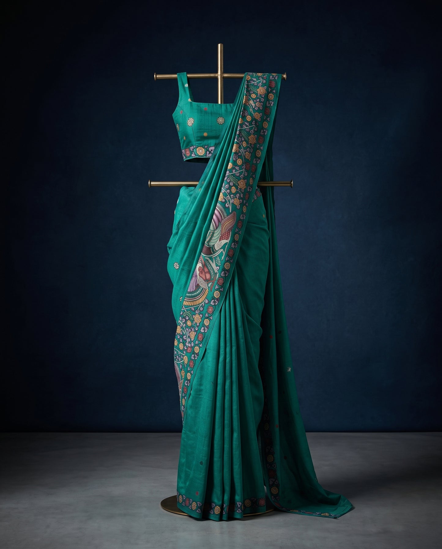 Sanskriti Jamdani Kalamkari Fusion Saree