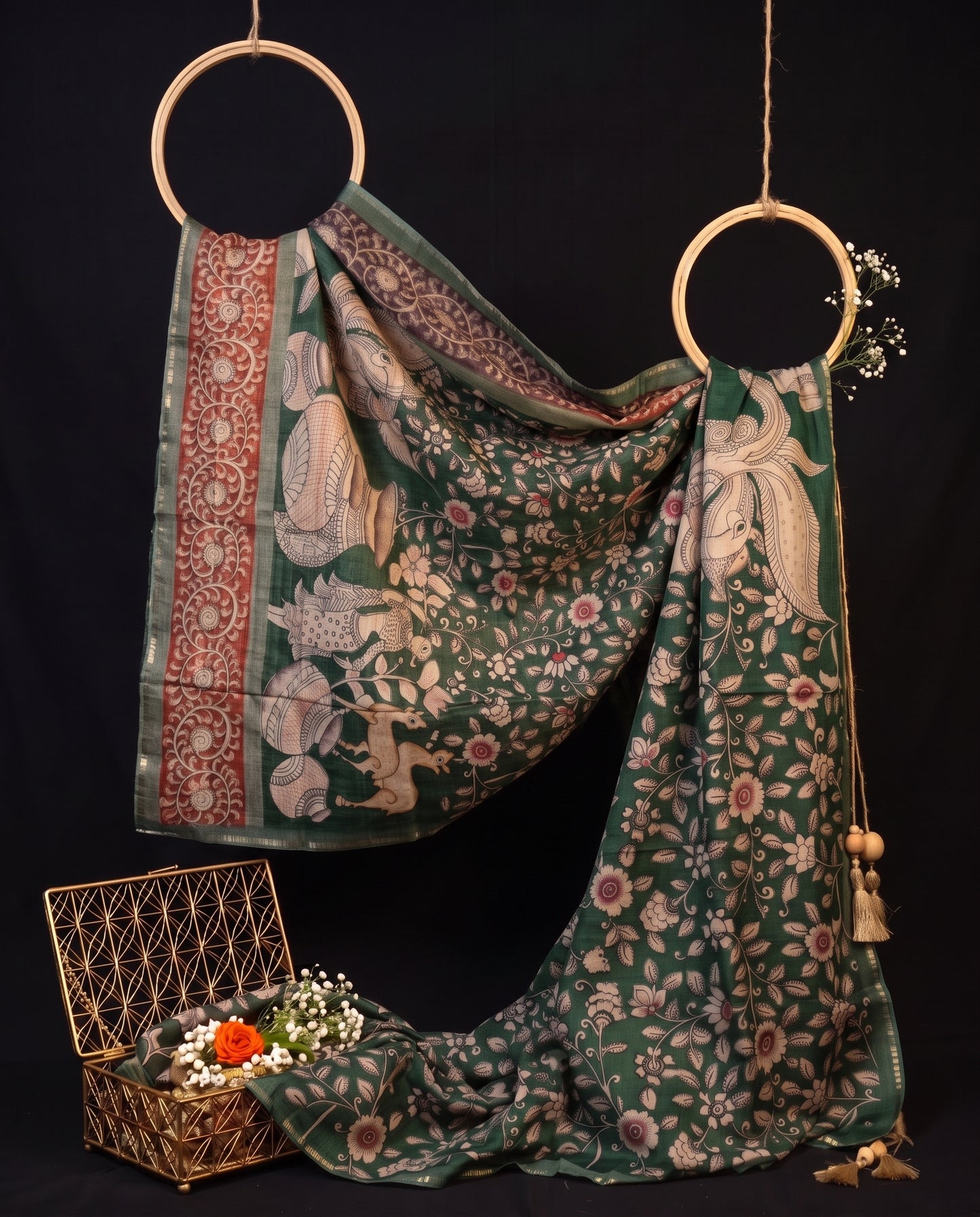 Soft Raw Silk Kalamkari Saree