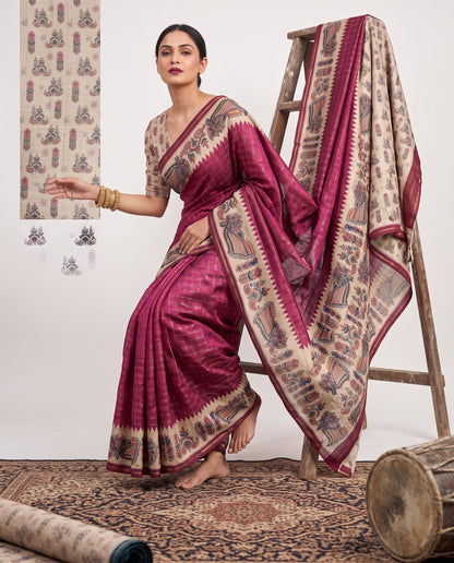 Vintage Tanjore Print Saree