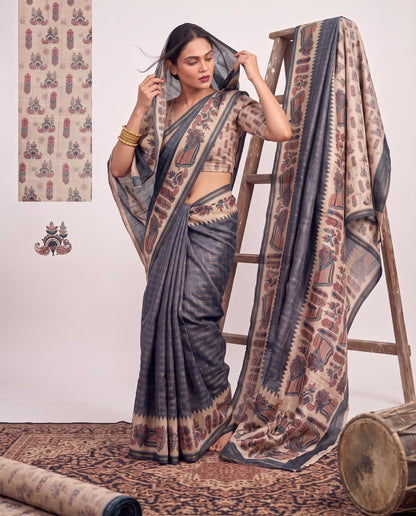Vintage Tanjore Print Saree