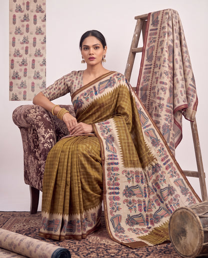 Vintage Tanjore Print Saree