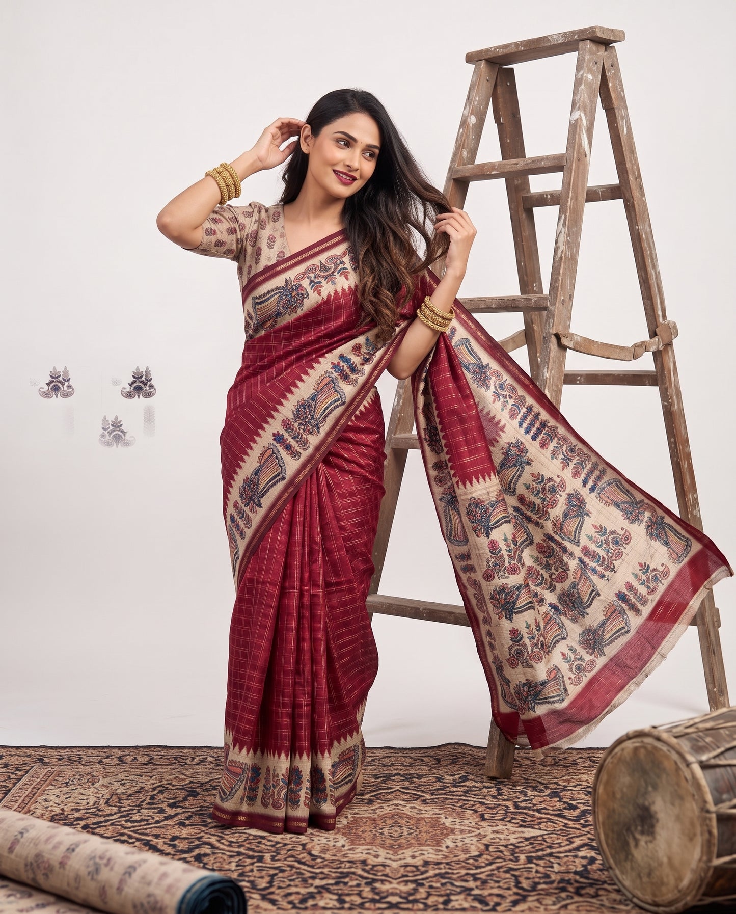 Vintage Tanjore Print Saree