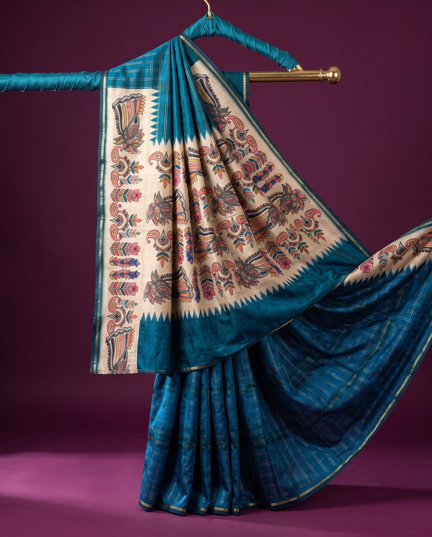 Vintage Tanjore Print Saree