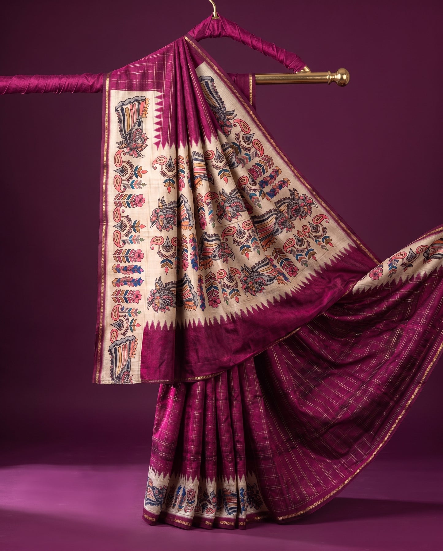 Vintage Tanjore Print Saree