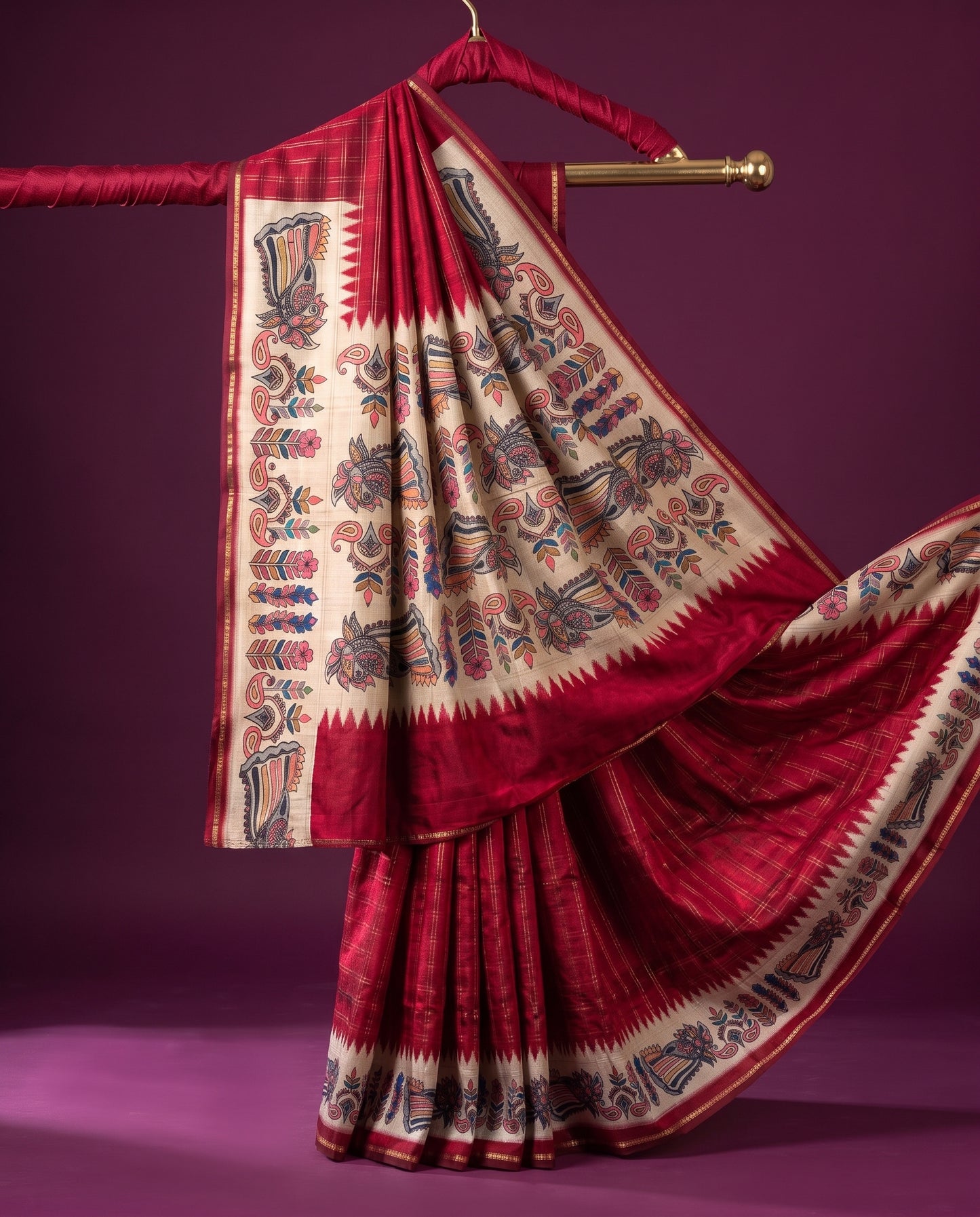 Vintage Tanjore Print Saree