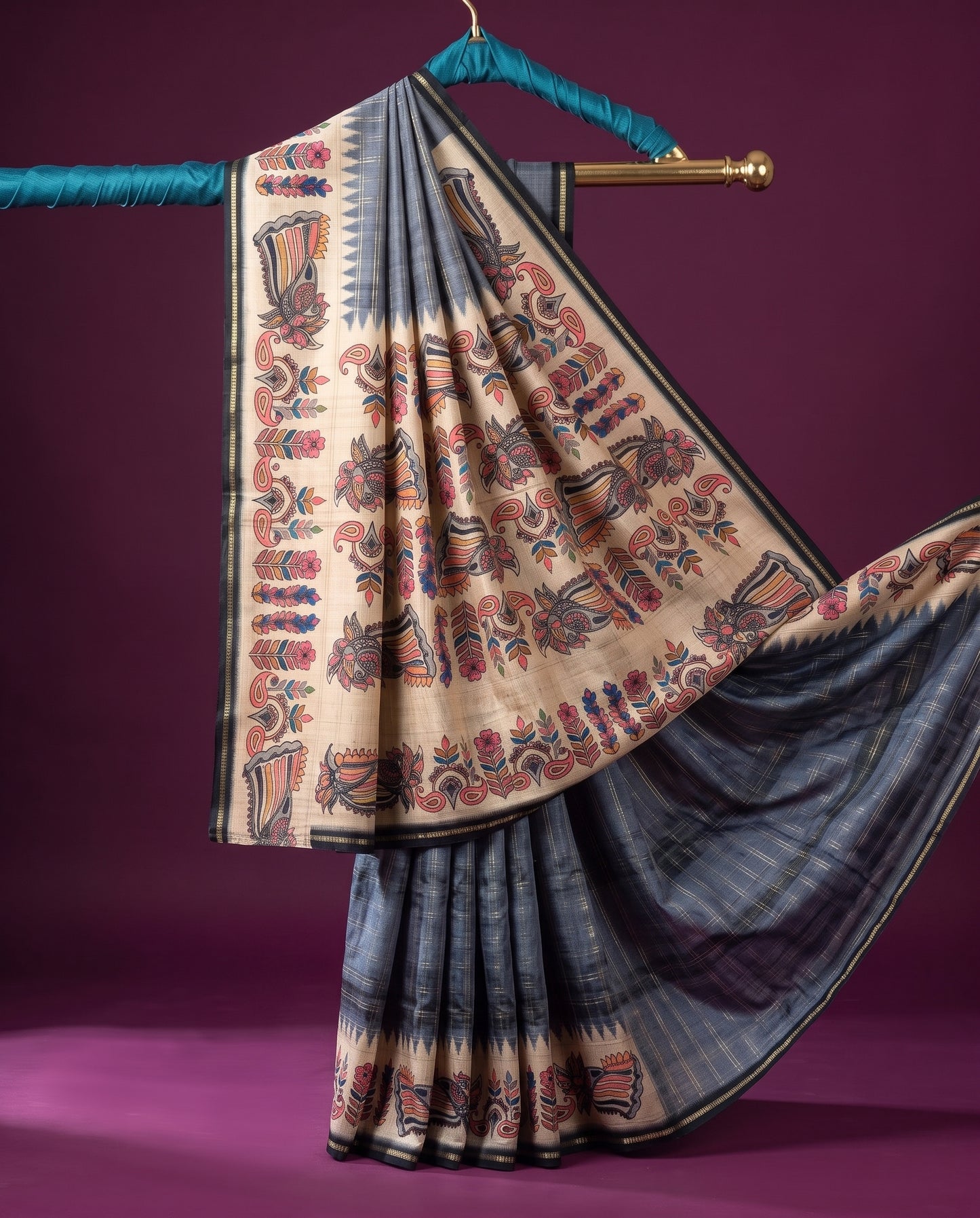 Vintage Tanjore Print Saree