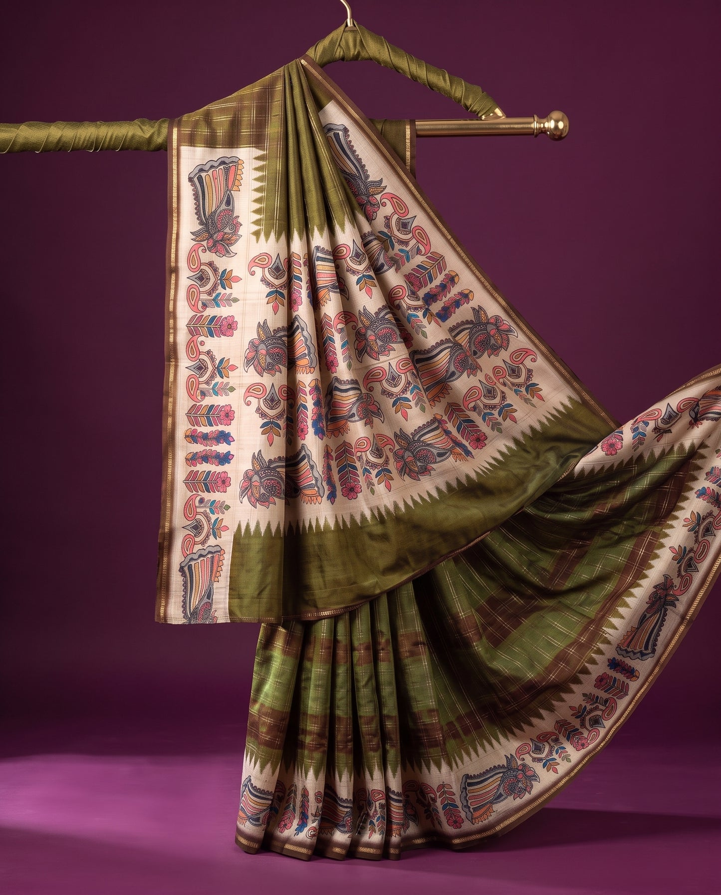 Vintage Tanjore Print Saree