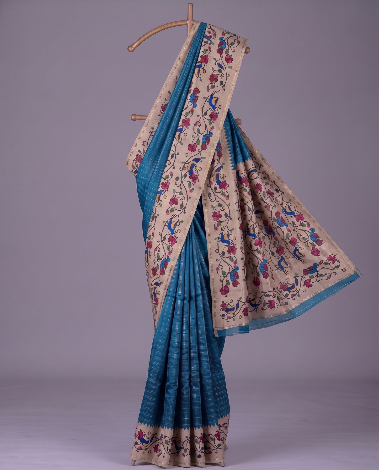 Premium Vintage Tanjore Print Semi Dola Silk Saree