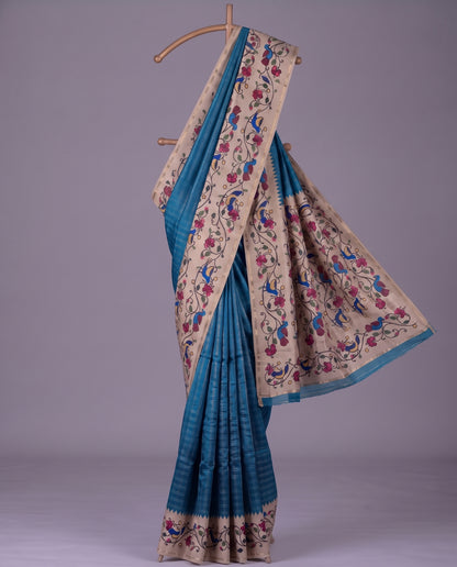 Premium Vintage Tanjore Print Semi Dola Silk Saree