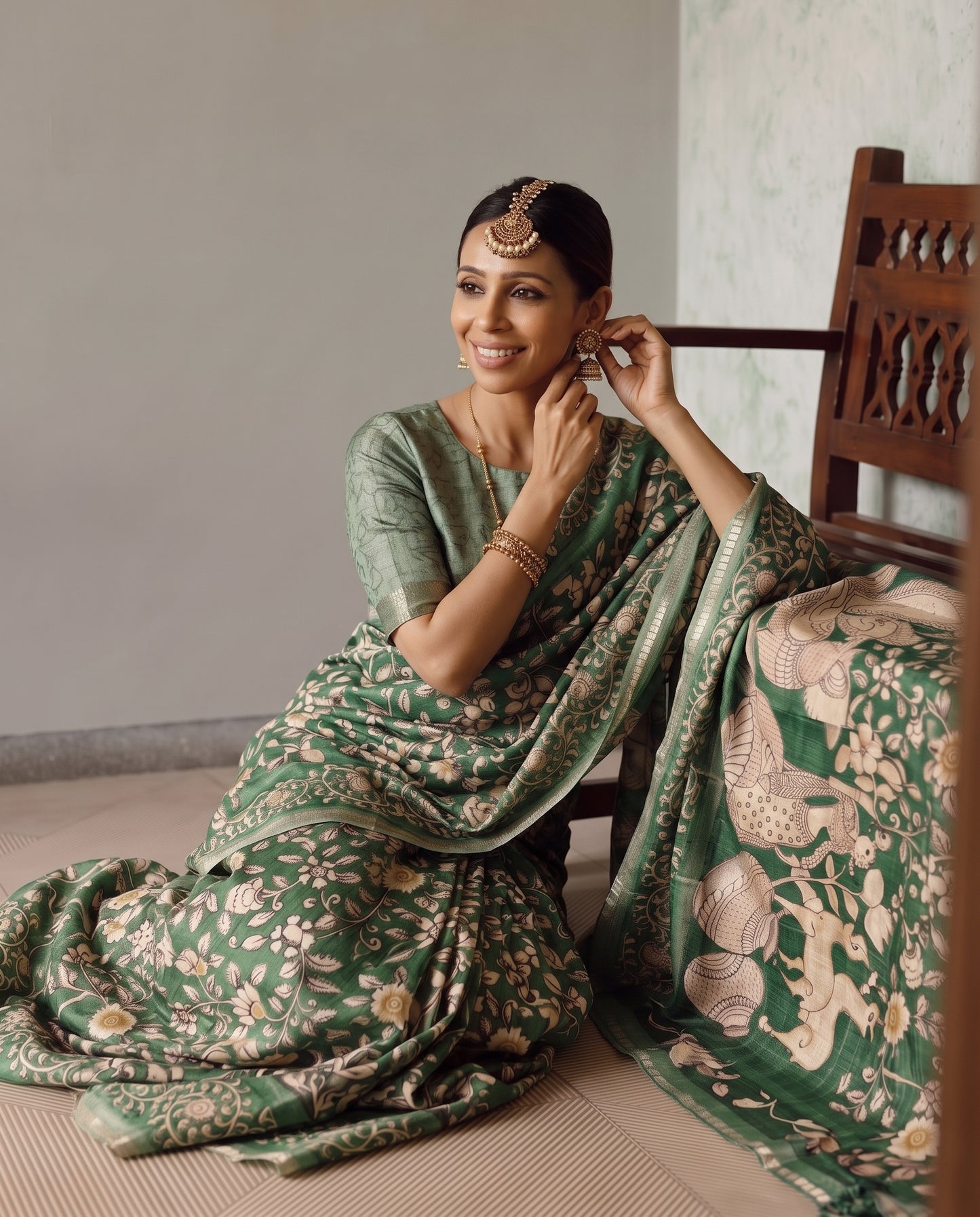 Soft Raw Silk Kalamkari Saree